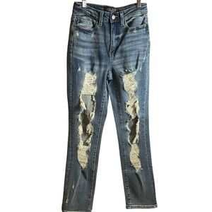 Judy Blue Distressed Straight Leg Jeans Ripped